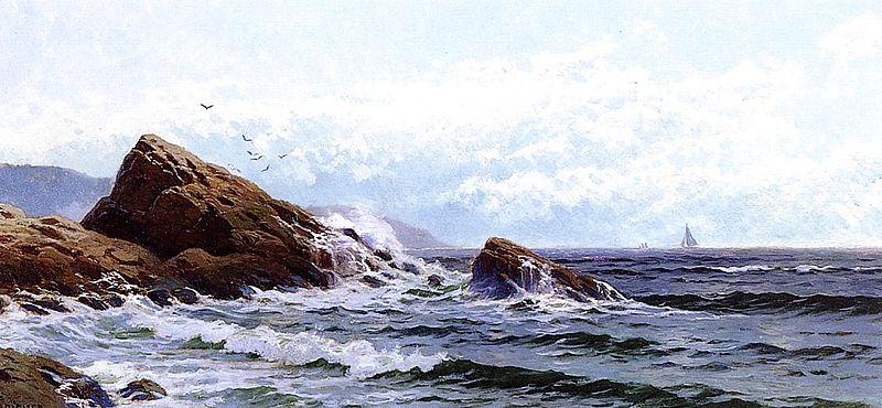 Alfred Thompson Bricher Crashing Waves Norge oil painting art